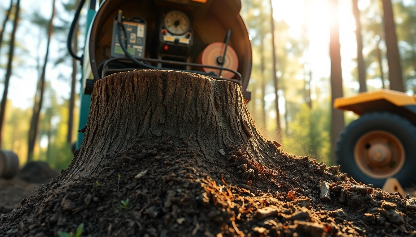 Expert stump grinding service removing a tree stump with precision and care.