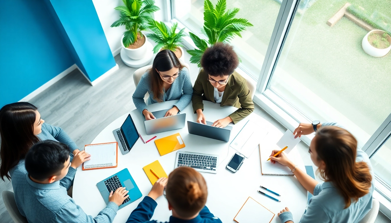 Students collaborating in an online classroom for university degrees from UK.