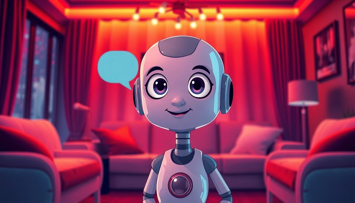 Engaging chat with a playful character representing dirty ai in a cozy virtual setting.