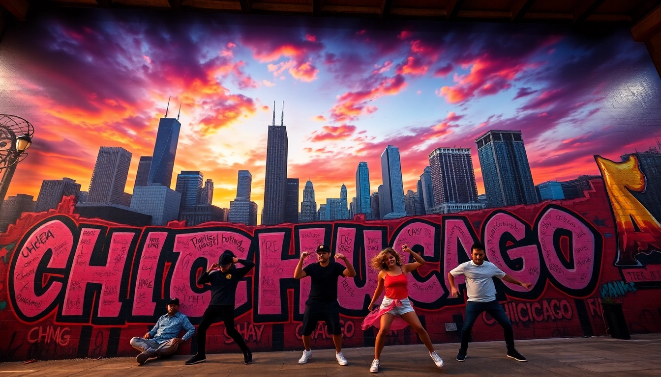Explore Chicago rap lyrics through a vibrant mural celebrating its culture and energy.