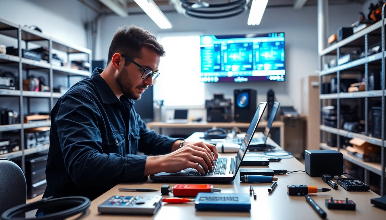 Riparazione computer torino: Tecnico esperto esegue la riparazione di un laptop in laboratorio.