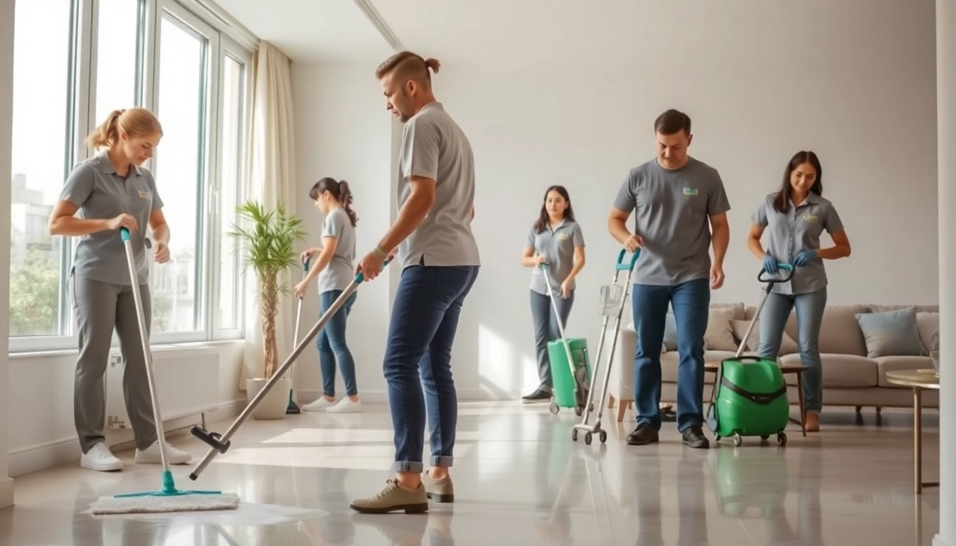 Experienced team performing bond cleaning Logan in a bright residential apartment setting.