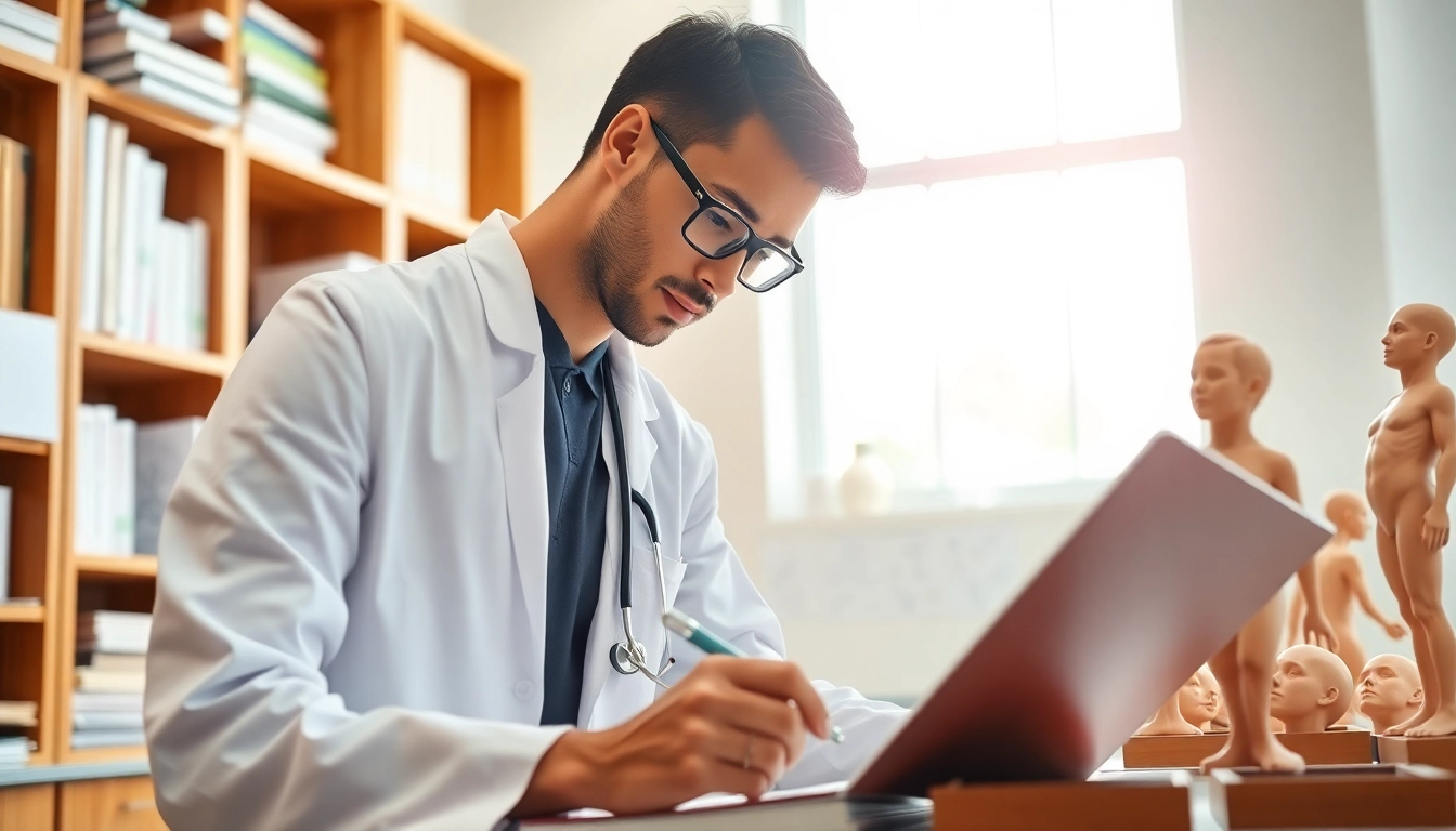 Medizinstudium ohne Test: Engagierte Medizinstudentin in einem modernen Labor mit Anatomiemodellen.