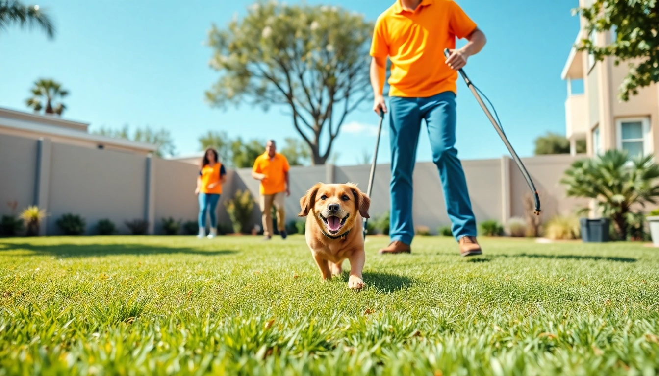 Dog poop cleanup service clearing a yard, showcasing professionalism and care.