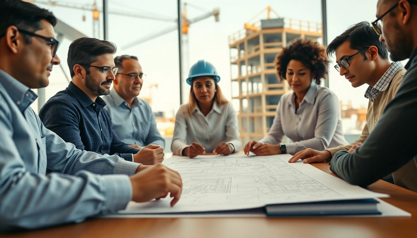 nvq level 6 construction contracting operations management answers showcasing a professional team discussing project plans.