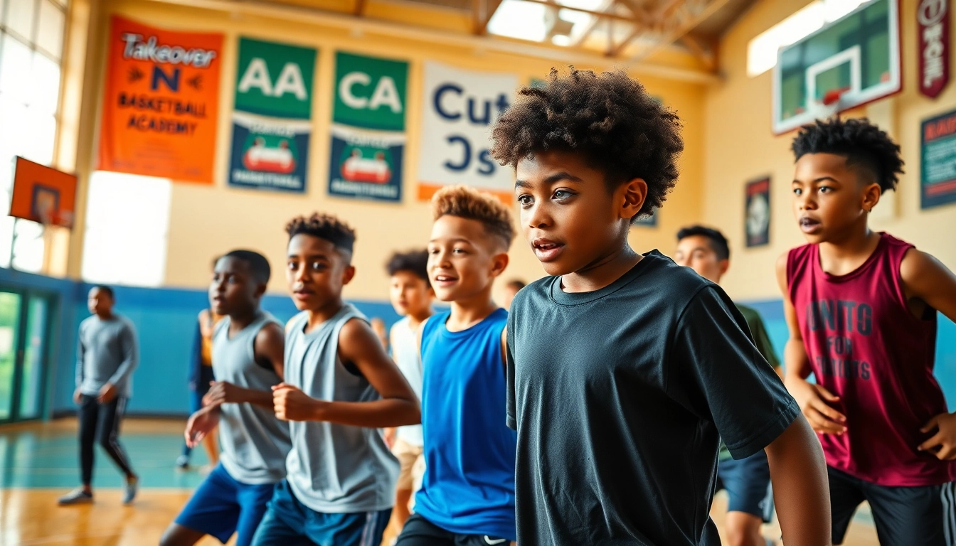 Young athletes training at Takeover Basketball Academy, showing determination and teamwork.