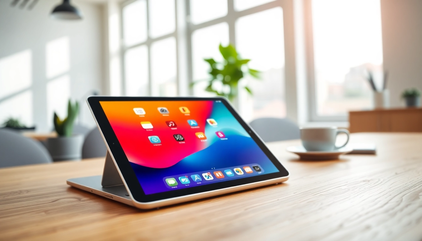 Browse options to buy iPad with a sleek, modern design on a stylish desk.