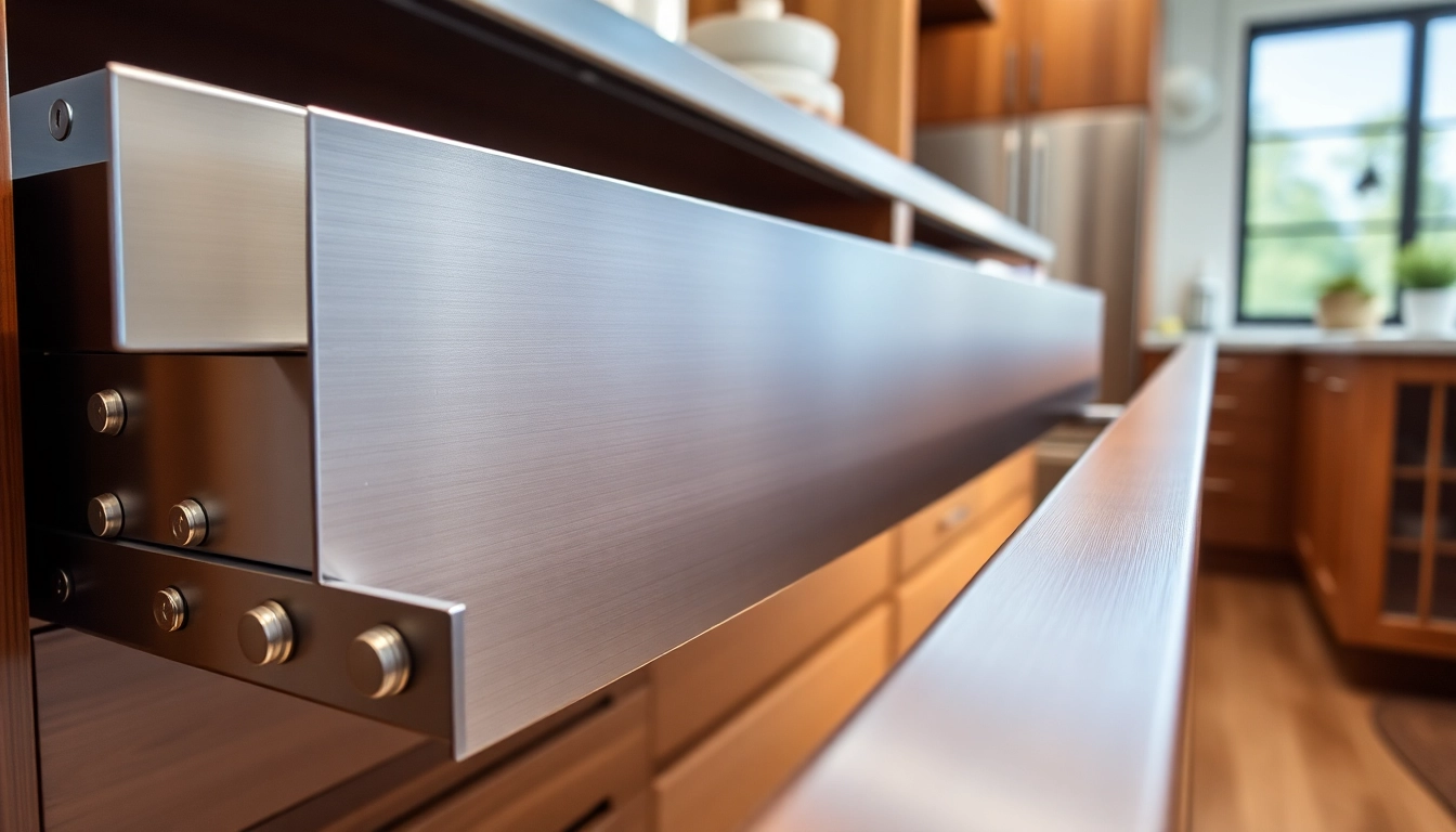 Showcasing a Metal Drawer System in a modern kitchen, highlighting its sleek design and smooth functionality.