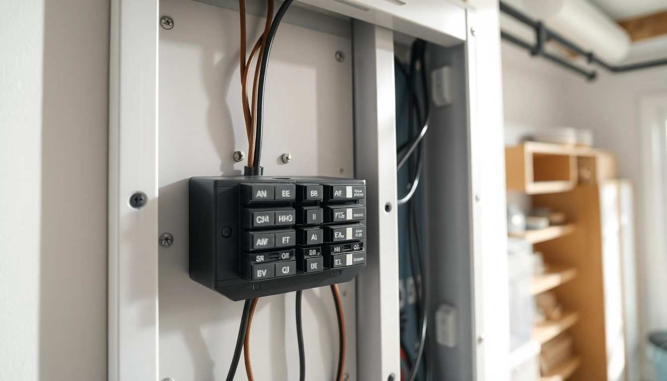 Install a modern Electrical Panel in a well-lit home utility room showcasing wiring details.
