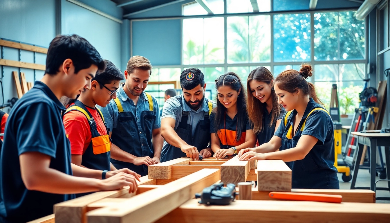 Students collaborating in hawaii trade schools during hands-on training activities.