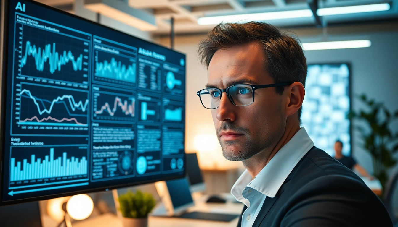Analyze compelling AI detection technology showcased with a focused professional examining data.