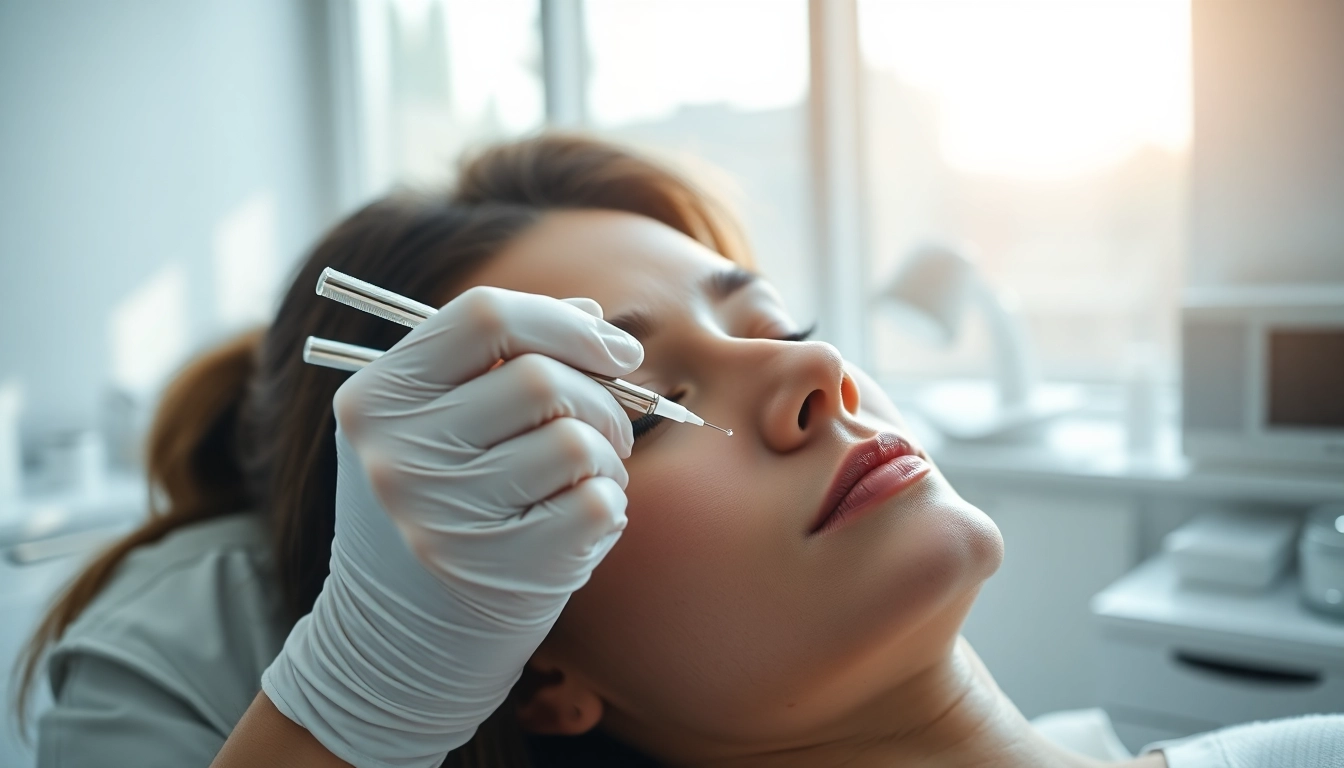 Applying fillers in face during a professional aesthetic treatment session.
