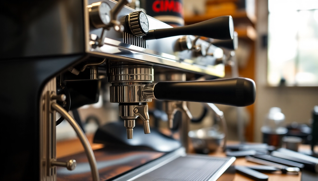 Cimbali tamiri service showcasing an espresso machine repair process with detailed tools.