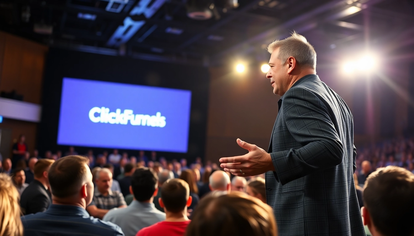 Tony Robbins ClickFunnels seminar showcasing engagement and motivation among an enthusiastic audience.