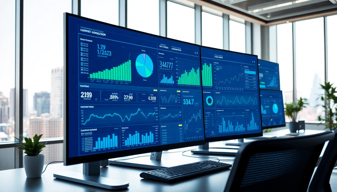 Utilize AI for competitor analysis through data metrics and insights displayed in a professional setting.