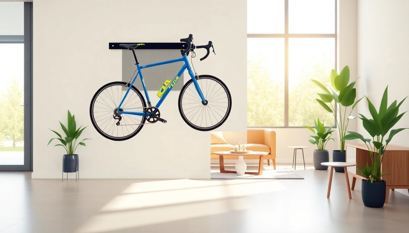 Enhance your indoor bike storage with a modern wall-mounted bike rack holding two bicycles.