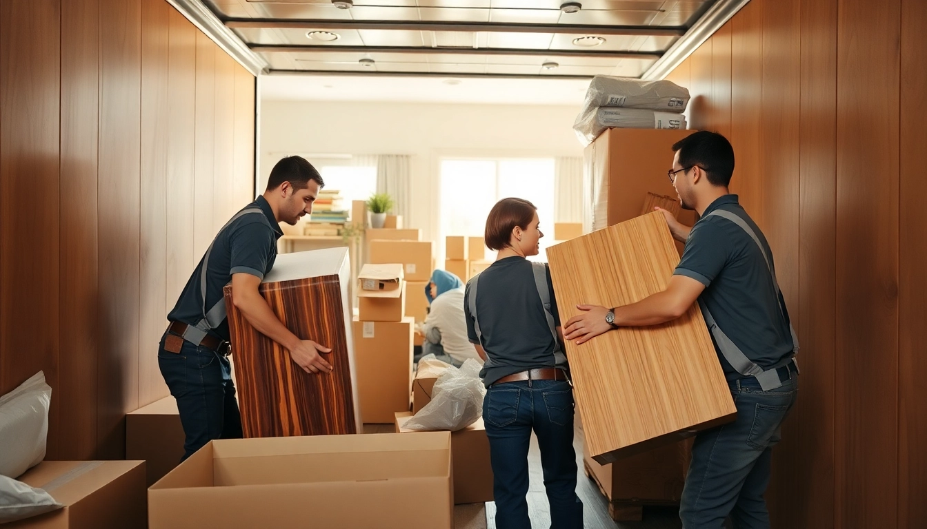 Movers calgary team efficiently loading furniture during a move, showcasing expert service.