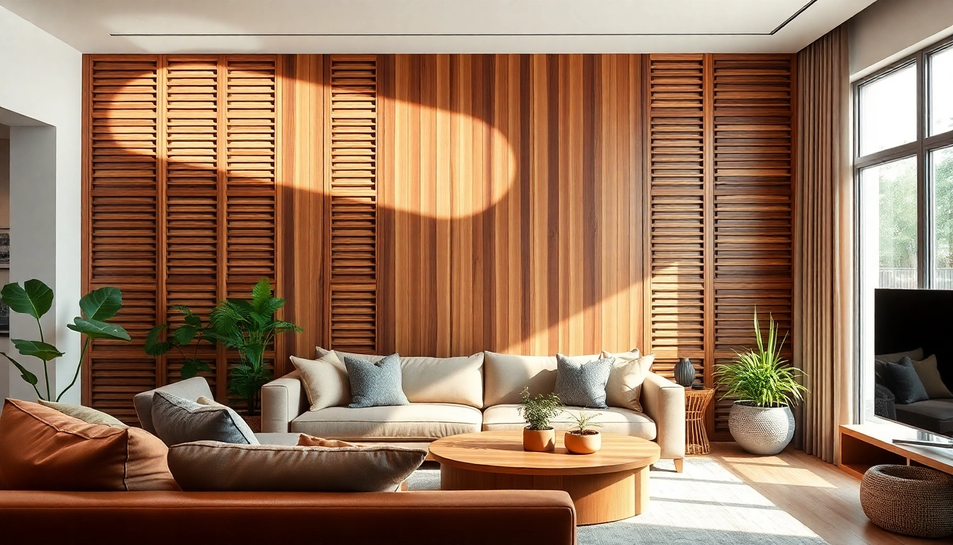 Transform your space with a sleek wood wall covering, showcasing modern design and texture.