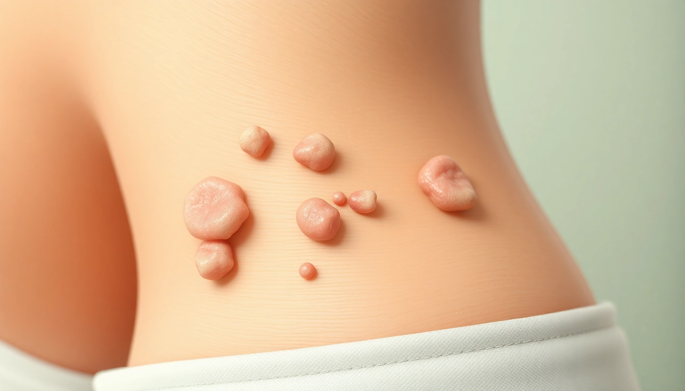 Illustration highlighting Anal warts details on human skin for educational purposes.