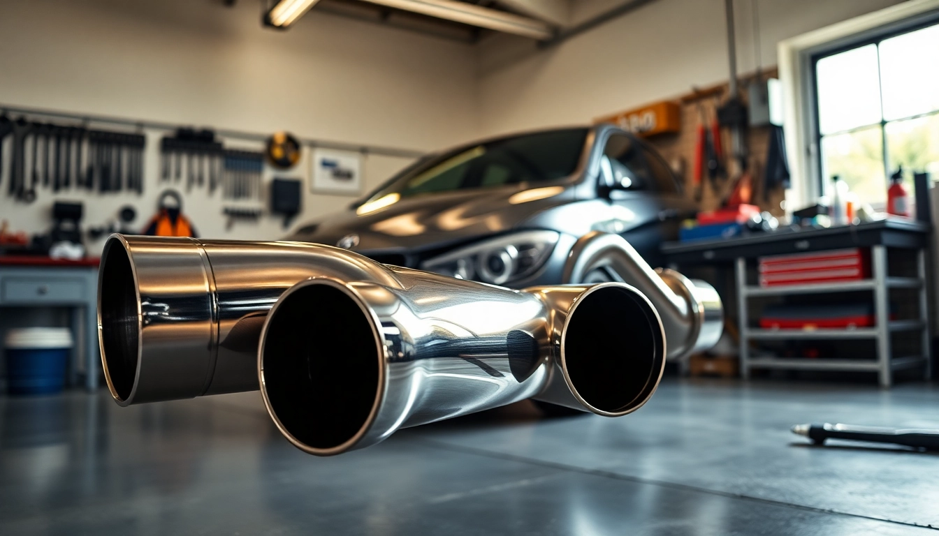 Showcasing the F80 M3 midpipe installed on a BMW with a gleaming finish and detailed tools around.